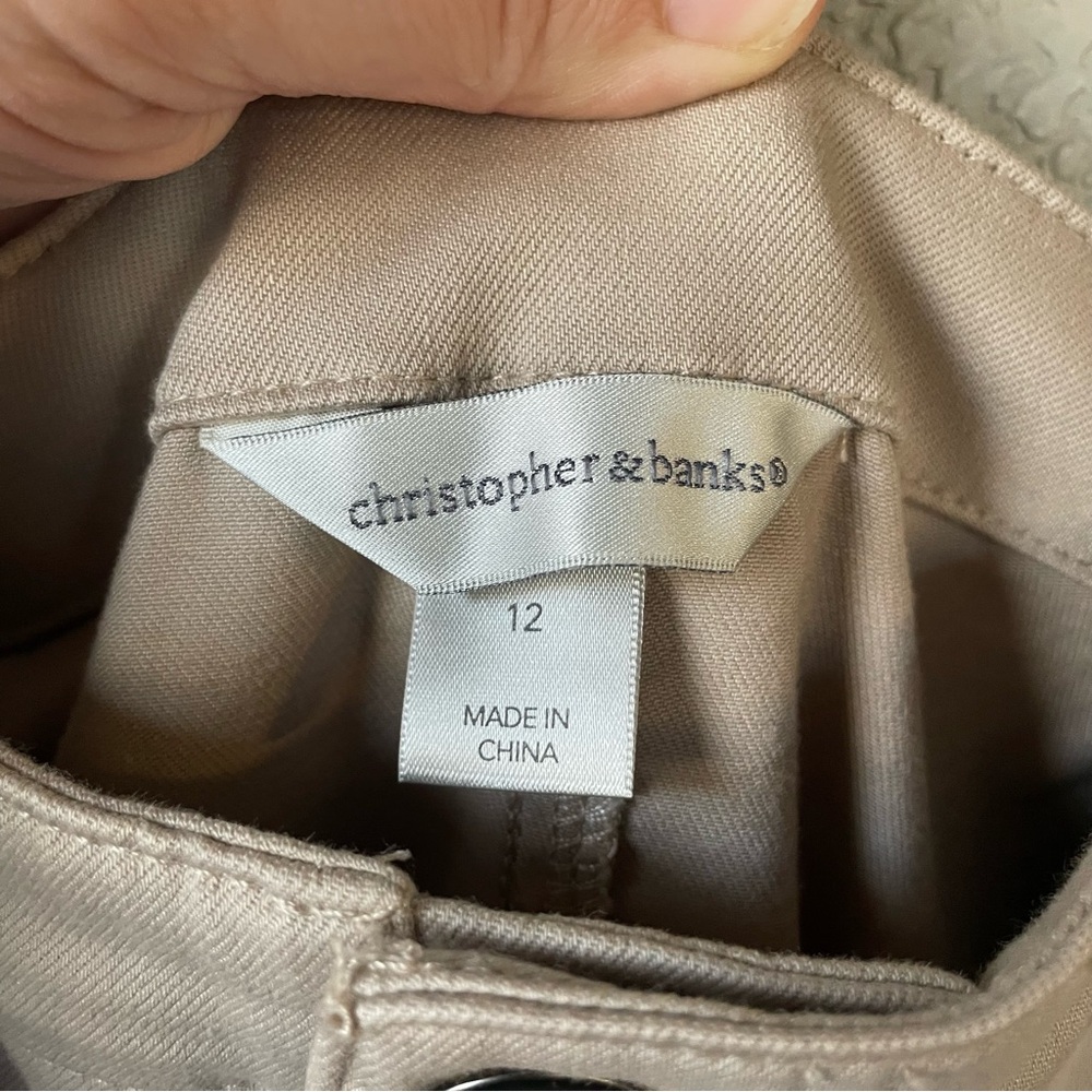 Christopher & Banks Womens 12 Solid Tan Khaki Pencil Skirt Pockets Modest Church - Picture 3 of 8
